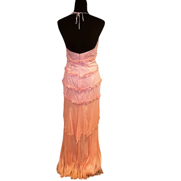 NWT CASSANDRA STONE SILK PINK DRESS W/ LACE OVERLAY DETAILS & BEADS HALTER TOP - Picture 2 of 11